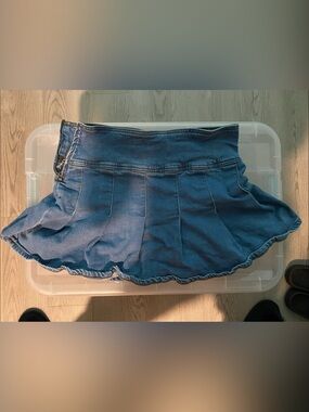 Aeropostale Blue Pleated Denim Mini Skirt